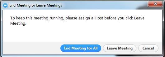 Izlaz iz sastanka/zatvaranje sastanka Da biste izašli iz sastanka ili ga završili, kliknite na gumb End Meeting ( ).