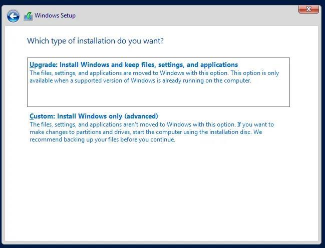 Slika 5 Windows Server opcije Kod nove instalacije odabrati Custom: Install Windows only (advanced).