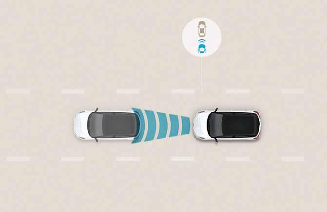 Drži prethodno postavljenu udaljenost za vozila ispred, automatski smanjuje i povećava ranije postavljenu brzinu. U saobraćaju sistem stop & go zadržava naprijed postavljenu udaljenost.