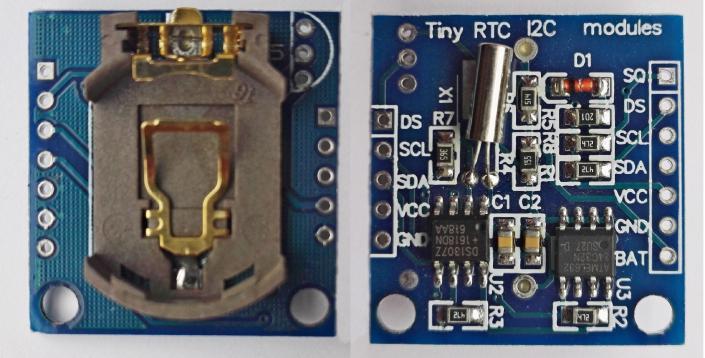 2.12. RTC DS1307 modul RTC (engl. Real-Time Clock) je uređaj za praćenje vremena. S Arduinom komunicira serijski preko I2C dvosmjerne sabirnice. Pruža informacije o trenutnom vremenu, tj.