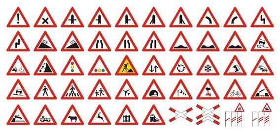 Slika 1. Znakovi opasnosti Izvor: [14] Znakovi izričitih naredbi stavljaju do znanja sudionicima u prometu na cesti zabrane, ograničenja i obveze.