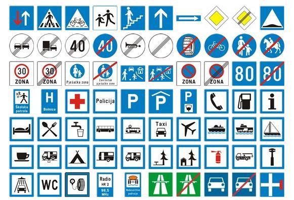znak postavljen, potrebna obavijest može biti postavljena na dopunskoj ploči ili na samom znaku tako da se sudionicima u prometu omogući lak i brz pronalazak objekata, odnosno terena na koji se znak