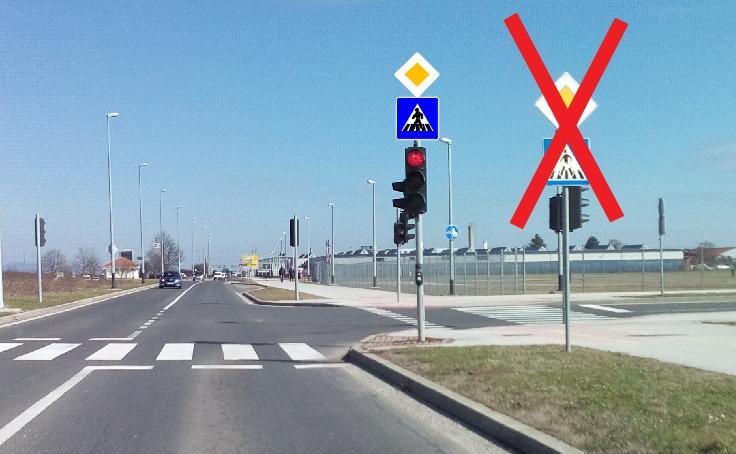 prometni znakovi koji će o tome obavještavat vozače, a zbog zida s desne strane preglednost je