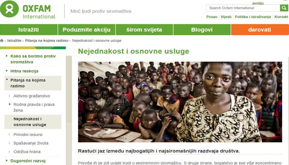 Slika 2. Oxfam International organizacija Izvor: Stranica Oxfam International organizacije https://www.oxfam.org/en/ (Pristupljeno 15.8.2019.