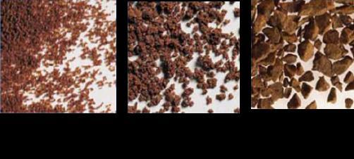2. Teorijski dio Slika 5 Granule kave dobivene a) sušenjem u fluidizirajućem sloju, b) sušenjem raspršivanjem i c) liofilizacijom (Babić, 2013) U postupku liofilizacije, koncentrirani ekstrakt se
