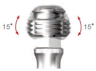 3.1.10. DENTIUM Kuglasti pričvrstci koje proizvoďač nudi imaju mogućnost ispravljanja kuta umetanja proteze u odnosu na kut nagiba implantata do 15 (Slika 39).