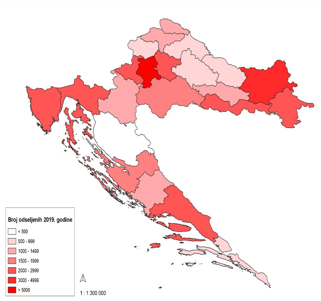 u ukupnom broju iseljenih u godinama nakon ulaska Hrvatske u Europsku uniju za 12 % veći nego kod stanovništva u dobi od 25 do 40 godina u domovini (Jurić, 2018).