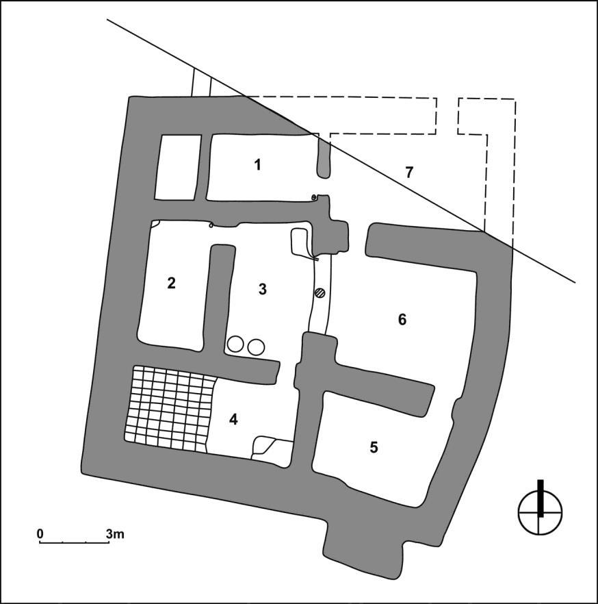 Južna palača u Selenkahiji tlocrt i rekonstrukcija 196 Ova velika zgrada smještena uz južni dio naselja korištena je u drugoj polovici 3. tis.