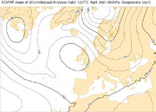 Za takvu analizu korišteni su podaci Europskog centra za srednjoročne vremenske prognoze u Readingu (ECMWF) u 12 UTC. Ožujak 221.