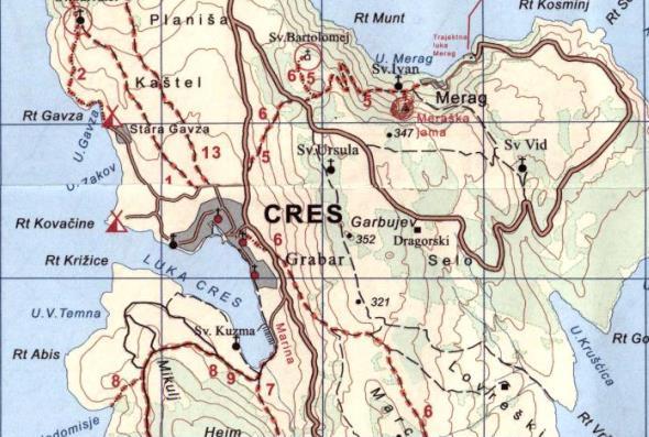CRES - Najveći jadranski otok Otok Cres nalazi se na sjevernom dijelu Kvarnerskog zaljeva i pruža se upravcu sjever-jug. Površinom je najveći (405,705 km2) otok na Jadranu.