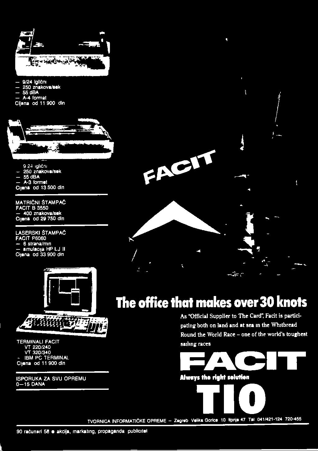 TERMINALI FACiT - IBM PC TERMINAL The office that makes over30 knots As Officia] Supplier to The Card, Fadt is participating both