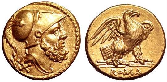 X (kovanica težine tri scripule), XXXX (kovanica težine dvije scripule) i XX (kovanica težine jednog scripuluma). Produkcija ovih kovanica potpuno je obustavljena do 207. g. pr. n. e. 37 Slika 3.6.