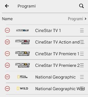 4.7 Liste programa Inicijalnom instalacijom, u TV rasporedu prikazani su svi programi koji su dostupni u A1 TV usluzi (lista: A1 Svi programi).