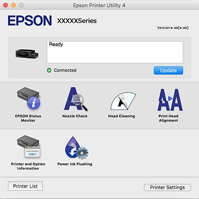 Mrežna usluga i podaci o softveru Epson Printer Utility Možete pokrenuti neku funkciju održavanja, kao što su provjera mlaznica i čišćenje ispisne glave, a pokretanjem programa EPSON Status Monitor