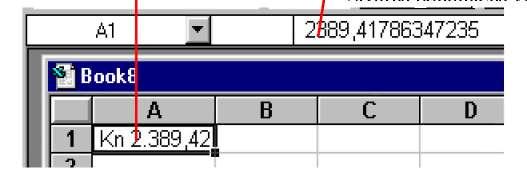 Razlika između onog što vidite i stvarno pohranjene vrijednosti u čeliji Excel pohranjuje vrijednosti s 15 brojevnih mjesta točnosti. To se zovepuna preciznost.