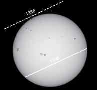 Jednaki dio puta kojeg Zemlja prevali u 2,46 dana, brža Venera prevali u 1,51 dan. Ovaj dio predstavlja 1,51/224,7 = 0,00674 dio perioda revolucije. Opseg Venerine staze je 2 p 0,72 a.j. = 4,52 a.j., pa je udaljenost Venere (s) od njena položaja prije 8 godina jednaka s = 0,00674 4,52 a.