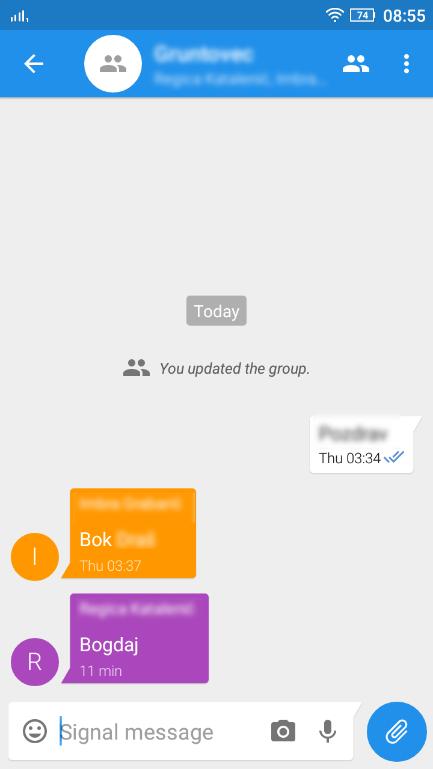 Sada svaki korisnik može slati poruke u grupu: 3.