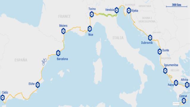 Ruta EV8 Mediteranska (oko 5888 km, u HR oko 1080 km)