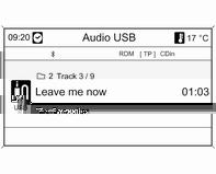 106 USB priključak Reprodukcija snimljenih audio datoteka MP3 uređaj / USB uređaji ipod ipod funkcije Pritisnite CD/AUX tipku jednom ili nekoliko puta za aktiviranje audio USB načina rada.