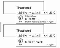 Radio 197 Minimalna glasnoća obavijesti o prometu se može povećati ili smanjiti prema normalnoj glasnoći zvuka. Postaje s uslugama prometnog radija su RDS postaje koje šalju vijesti o prometu.