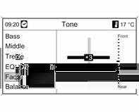Uvod 87 Postavke dubokih, srednjih i visokih tonova Postavljanje raspodjele glasnoće naprijed - natrag Postavljanje raspodjele glasnoće desno - lijevo Odaberite Bass (Duboki), Middle (Srednji) ili