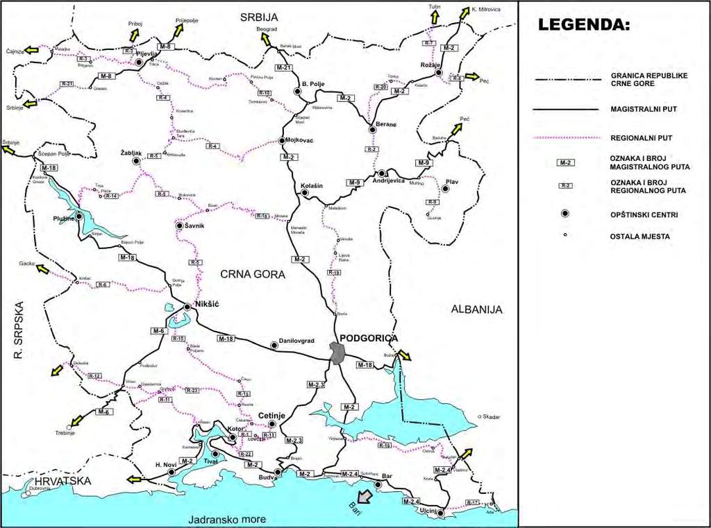 3.1 Dostupnost objekta drumskim saobraćajnicama Luka Bar predstavlja čvornu tačku na magistralnom putu M 24 Herceg Novi/Bar/Ulcinj i putu Bar/Podgorica/Beograd.