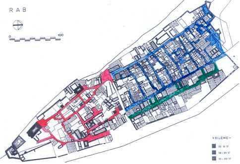 Slika 51. Tri pretpostavljene urbane faze razvoja grada Raba.
