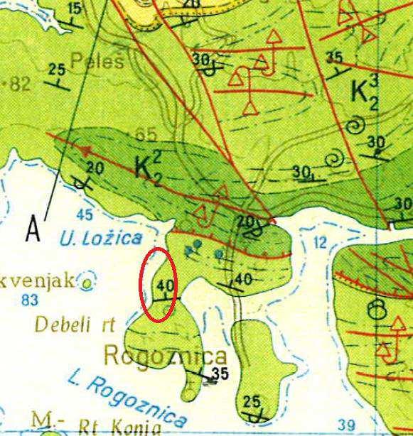 Slika 2.14. Izvod iz Osnovne geološke karte Hrvatske Hidrogeološke značajke U hidrogeološkom pogledu predmetne naslage pripadaju području južne Hrvatske (hrvatski krš).