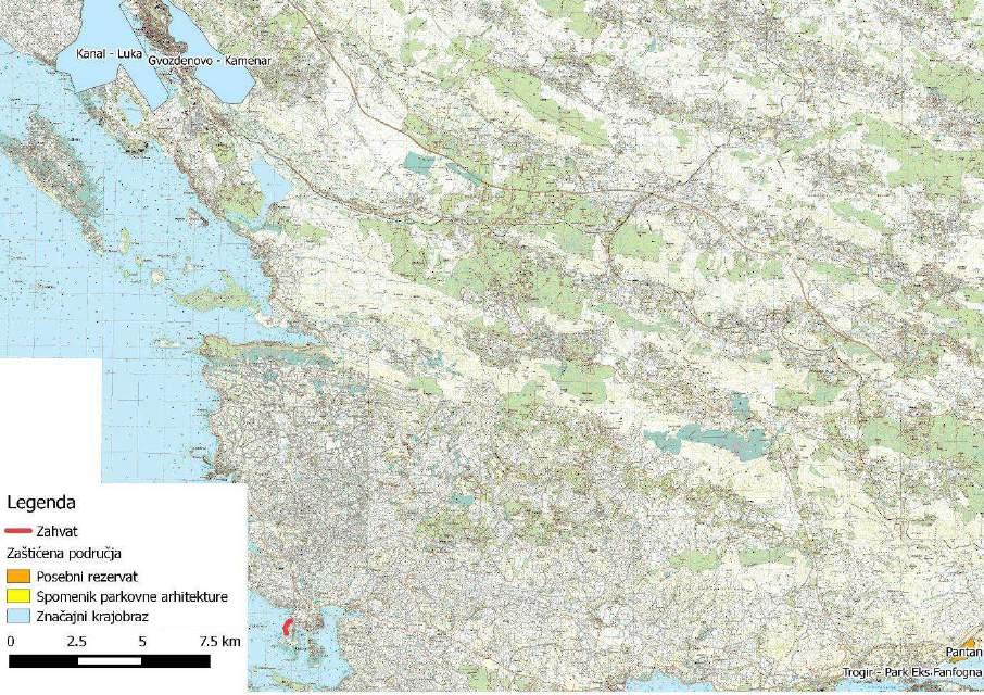 2.3. Zaštićena područja S obzirom da se najbliže zaštićeno područje nalazi 19 km od predmetnog zahvata (Gvozdenovo Kamenar, značajni krajobraz) njegova izgradnja i korištenje nemaju utjecaja na