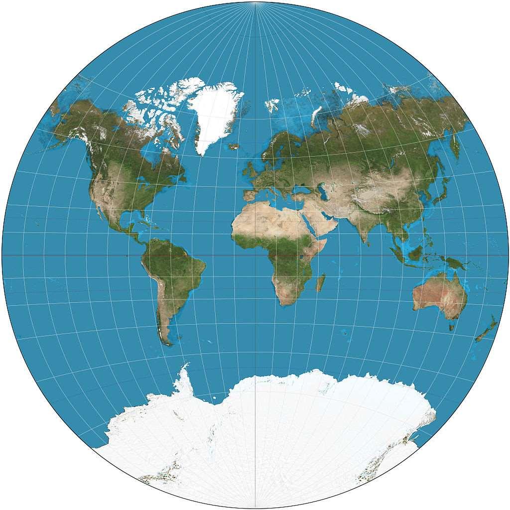 Prikaz Zemlje u Van der Grintenovoj projekciji primjer primjene