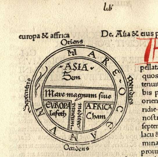 Biskup Izidor Seviljski T-O karta svijeta, 7. st. (karta je tiskana 1472.) Ovaj tip karata nazvan je prema slovu T koje zatvaraju glavne (poznate) kontinentske cjeline (grč.