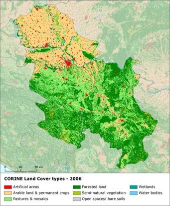 I ANALIZA RURALNIH OBLASTI SRBIJE 1.1. Prirodni uslovi i resursi Izvor: https://www.eea.europa.eu/data-and-maps/figures/land-cover- 2006-and-changes/serbia/image_large Slika 1.