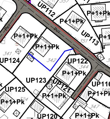 Traži da se izvrši podela UP-123 na dve urbanističke parcele sa otvaranjem internog prilaza preko njene parcele Po mogućnosti parcelu podeliti na priblizno dva jednaka dela 12.