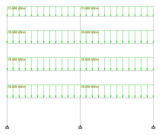 PRIVITAK B. DJELOVANJA NA KONSTRUKCIJU Stalno djelovanje U tablici B.1 dane su vrijednosti stalnog djelovanja po katovima okvira, a na slici B.1 prikazana je raspodjela stalnog djelovanja. Tablica B.