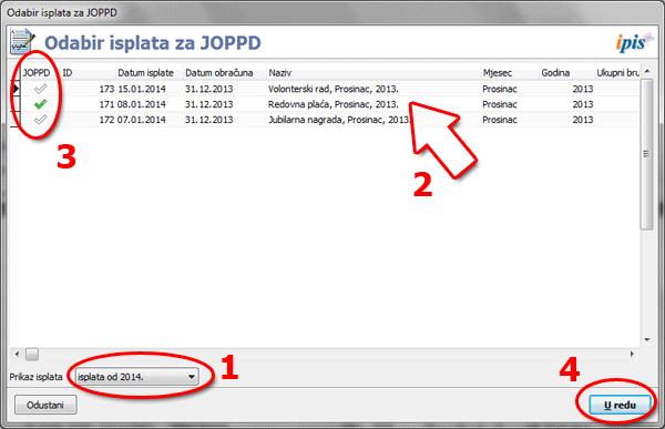 Pojaviti će se novi prozor "Odabir isplata za JOPPD" (Slika 5).