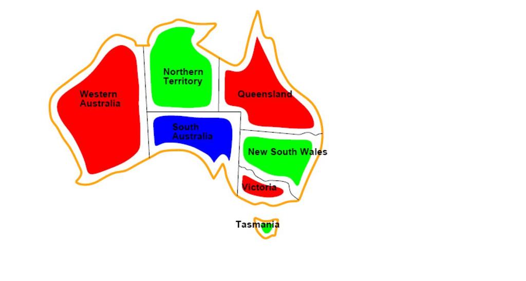Primjer bojenje zemljopisnih karata varijable: X = {W A, NT, Q, NSW, V, SA, T } domena: D i = {c, z, p} ograničenja: susjedne