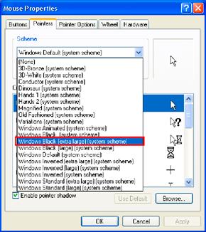 U padajućoj listi Šeme (Scheme), izabrati opciju Windows Standard