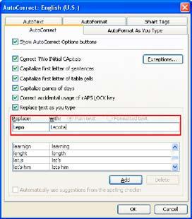 Prilagođavanje Windowsa XP, IE6 i Officea 2003 Funkcionalnost Automatsko ispravljanje (AutoCorrect) će sada automatski ispravljati