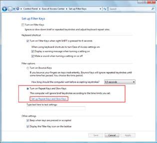 Korak 4 U okviru Opcija filtera (Filter options), izabrati opciju Uključi tastere za ponavljanje i tastere za usporavanje (Turn on
