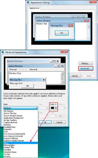 Korak 2 U okviru za dijalog Postavke izgleda (Appearance Settings), kliknuti na dugme Više opcija (Advanced).