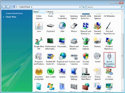 Korišćenje programa za prepoznavanje govora Windows Vista sadrži program za prepoznavanje govora koji omogućava korisniku da upravlja računarom i da mu diktira tekst putem glasa.