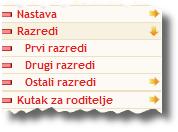 Stranice učenika Za učenike se pri usklaďivanju podataka stvaraju: stranica Razredi s popisom svih razrednih odjela, a ovisno o ţelji web redakcije mogu se otvoriti i stranice pojedinih razreda (prvi