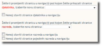 ) po jedna stranica za svaki razredni odjel koja u početku sadrţi popis svih učenika u tom odjelu i još jedan prazan statički HTML modul; tu stranicu mogu ureďivati učenici odgovarajućeg razrednog