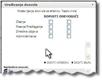 Rad s dozvolama Promatrajući dozvole već ste sigurno uočili neke linkove koje ćemo upotrebljavati pri radu s dozvolama. Krenimo od stranica, i to od potpuno novih dozvola.