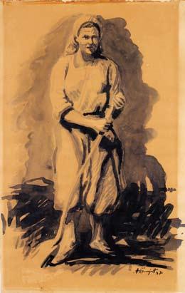 ZLATKO PRICA (1916-2003) Žena Bakrorez, 30 x 25 cm. 1951.