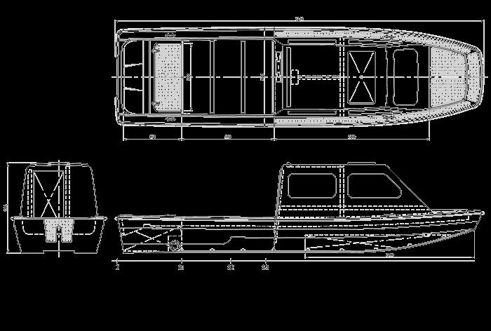Plastični čamac sa kabinom i plan (Slika 8) PLASTIČNI ČAMAC (tip Primus 17 standard / Slika 9) - mesto brendiranja (postavljanja grafike): šumske uprave na teritoriji ŠG Novi Sad