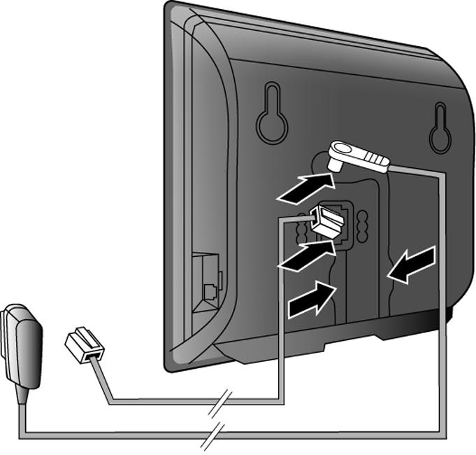 Priključivanje baze 3 Priključivanje telefonskog i strujnog kabela na baznu stanicu A B A B Utaknite (plosnati) telefonski kabel u donju priključnu utičnicu na poleđini baze.