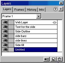 Layers in Fireworks Paleta layers prikazuje liste slojeva, setove slojeva i efekte slojeva na slici.