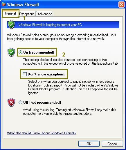 Izaberite opcije kako su redom označene i Windows Firewall će biti isključen.