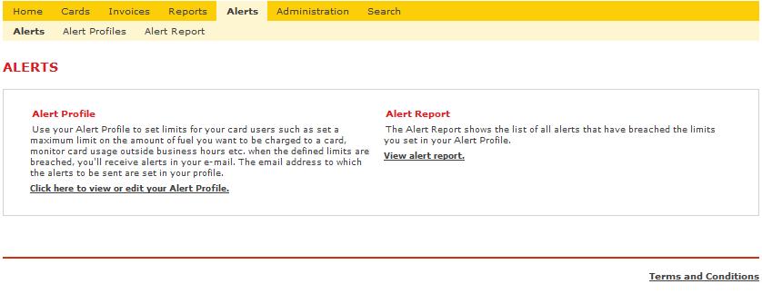 Poglavje 5: Upozorenja Možete da podesite upozorenja u sistemu Shell Card Online da šalju obaveštenja na vašu adresu e-pošte (ili bilo koju adresu e-pošte koju navedete) kada se Shell kartica